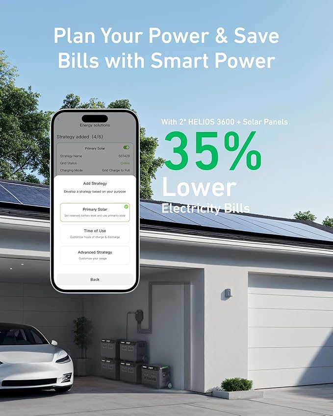 GROWATT Portable Power Station with 400W Solar Panel,HELIOS 3600W Electric Solar Generator,3686Wh LiFePO4 Battery for Home Use,Emergency,Outdoor Camping,RVs, Power Outages