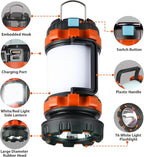 2 Pack Camping Lantern, Outdoor LED Camping Light, Rechargeable Flashlights with 1000LM, 6 Modes, 4000mAh Power Bank, IPX5 Waterproof Portable Emergency Camp Light for Hurricane Survival - Orange