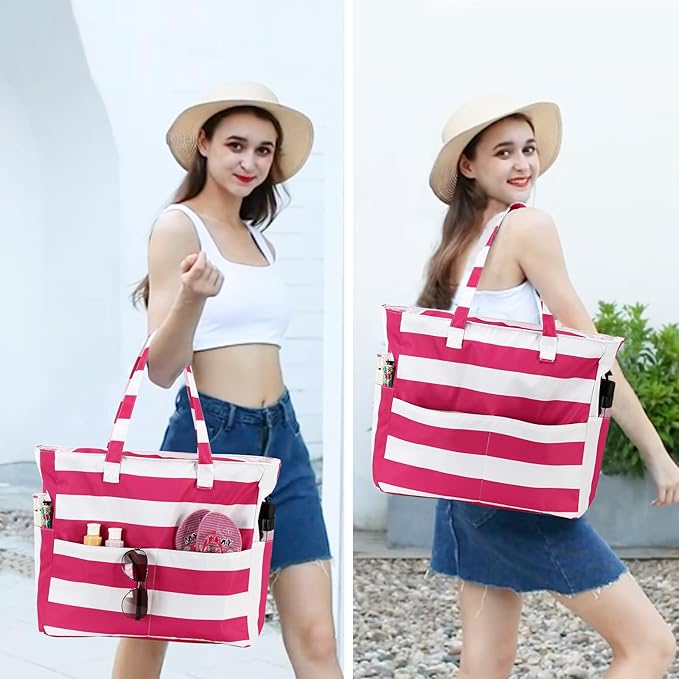 Bluboon Waterproof Beach Tote Pool Bags for Women Ladies Extra Large Carry On Bag With Wet Compartment for Weekender Travel