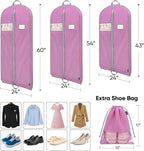 BALEINE 1PK Heavy Duty Garment Bag with Shoe Storage Travel Bag for Dresses, Suit, Coats Travel Essential (60", Pink)