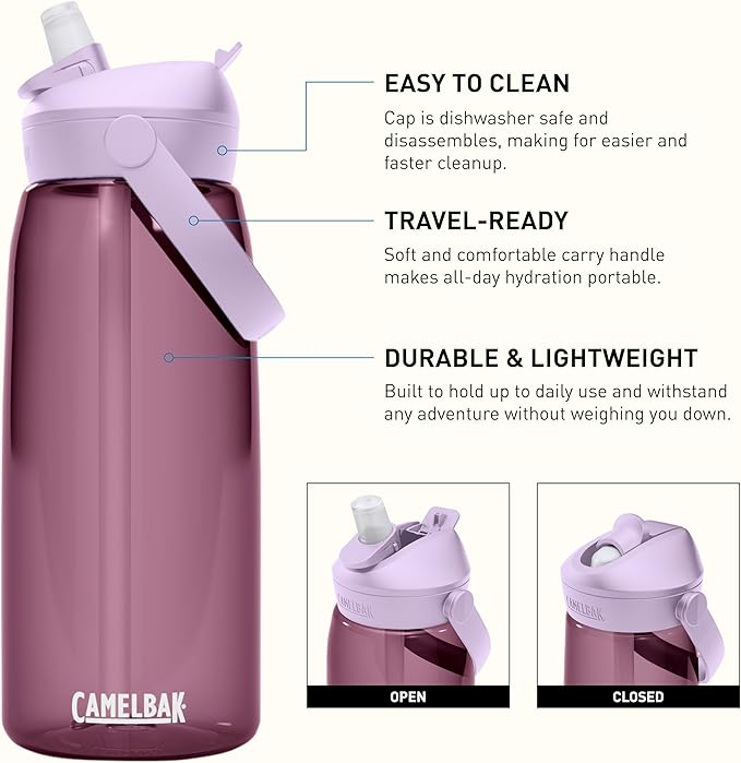 CamelBak Thrive Flip Straw Tritan Renew Water Bottle Purple Sky, 32oz