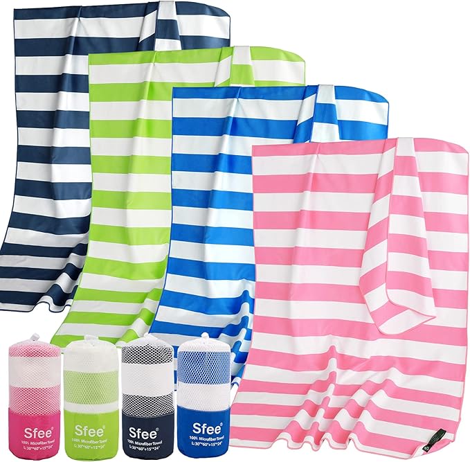 Sfee 2 in 1 Microfiber Oversized Beach Towel, Quick Dry Towel Travel Towel Camping Towel Super Absorbent Compact Lightweight Sports Gym Towels for Beach,Gym, Hiking, Pool, Backpacking, Bath, Yoga