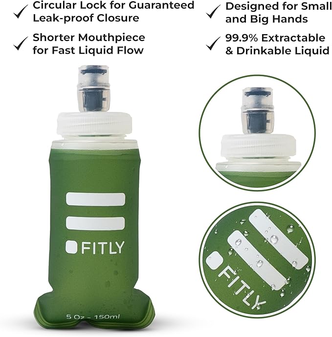 Soft Flask - Shrink As You Drink Soft Water Bottle for Hydration Pack - Folding Water Bottle Ideal for Running, Hiking, Cycling, Climbing & Rigorous Activity