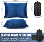 2 Pack Camping Pillow for Sleeping Shredded Memory Foam Travel Pillow with Storage Bag, Compressible Portable Pillow for Outdoor Camp Backpacking Hiking Essential Gear(Blue,Medium)