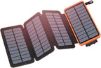 Hiluckey Solar Charger 25000mAh, Outdoor USB C Portable Power Bank with 4 Solar Panels, 3A Fast Charge External Battery Pack with 3 USB Outputs Compatible with Smartphones, Tablets, etc.