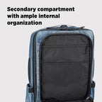 Topo Designs Global Travel Bag 30-40 Liter - Carry-on Compliant Versatile Pack, 3 Carry Options, External Laptop Sleeve (Eco-Friendly, 30L, Apex Pond Blue)