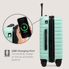 U.S Traveler Boren Expandable Hardside Rugged Travel Luggage with 8 Spinner Wheels, Mint, 2-Piece Set