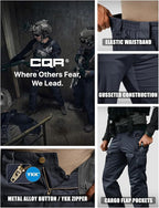 CQR Men's Flex Ripstop Tactical Pants, Water Resistant Stretch Cargo Pants, Lightweight EDC Hiking Work Pants