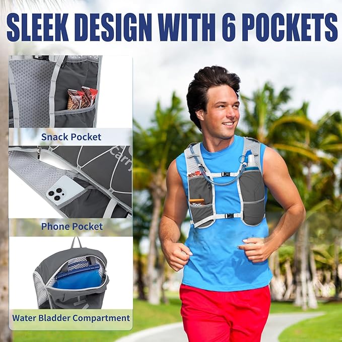 Lightweight Running Vest for Women and Men Hydration Backpack Pack with 1.5L Water Bladder Bag for Hiking Trail Running Gear Cycling Marathon