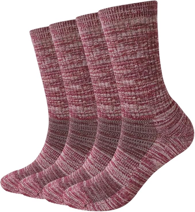 EnerWear 4 Pack Women's Merino Wool Outdoor Hiking Trail Crew Sock