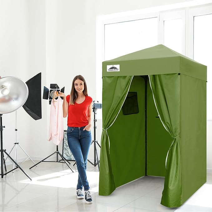 EAGLE PEAK Flex Ultra Compact 4x4 Pop-up Canopy, Sun Shelter, Changing Room, Portable Privacy Canopy Cabana for Pool, Fashion Photoshoots, or Camping, Army Green