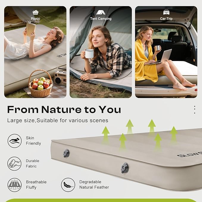 Self-Inflating Sleeping Pad with Portable Electric Air Pump, 4in Thick Memory Foam Camping Mattress for Tent Cot & Car Travel, Fast Inflate & Deflate Camping Pad
