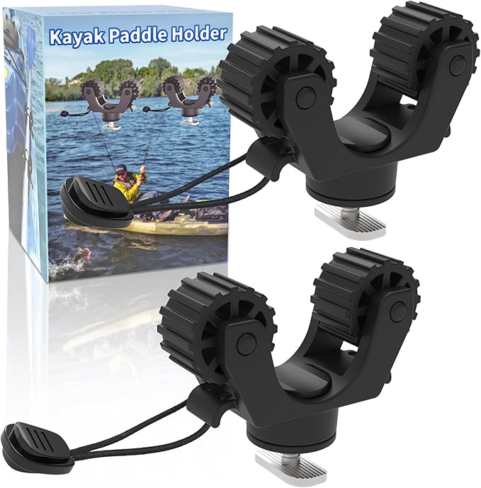 Kayak Paddle & Fishing Net Holder - Track Mount Accessories for Canoe, Paddle Board