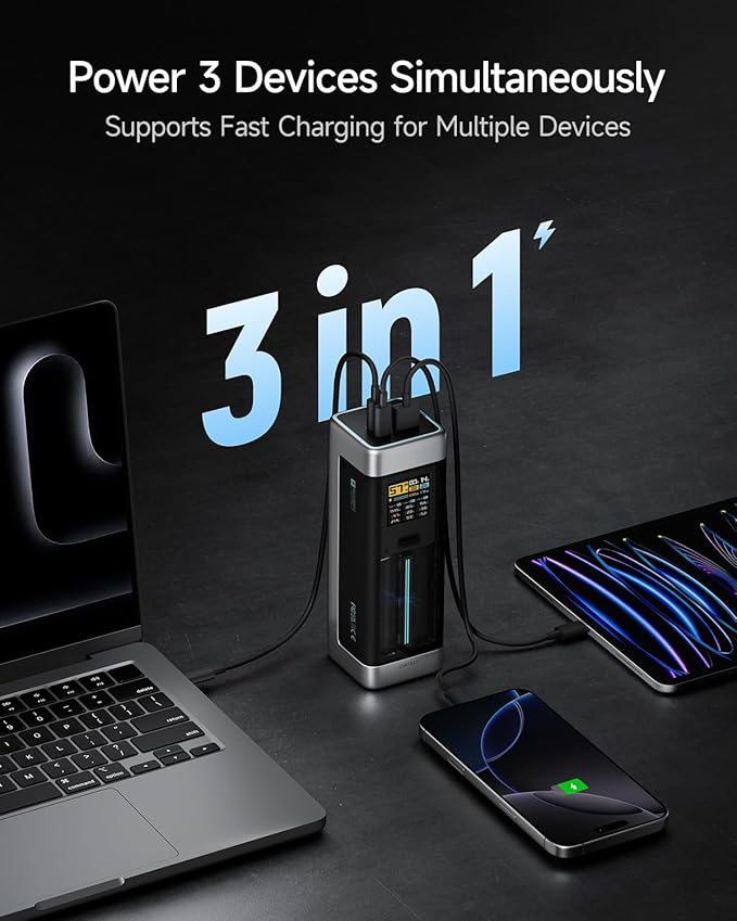 CUKTECH NO.20 140W Power Bank, 25,000mAh 3-Port Laptop Portable Charger, Fast Charging Battery Pack for Travel and Outdoor Work, Compatible with iPhone 16/15/14 Series, MacBook, Samsung, and More