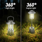 Retro Classic LED Camping Lantern, Rechargeable Stepless Dimming Vintage Lantern, 3 Light Modes (2000K-6500K), 8000mAh Power Bank, Bright Hanging Tent Light for Indoor & Outdoor, Hiking, Camp