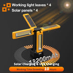 13200mAh Rechargeable Solar Work Light,IPX4 Waterproof with Folding Stand Support and Portable Carrying Bag, 8000 Lumen Stepless Dimmable, 4 Lighting Modes, White/Warm/Warm White (Standard)