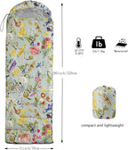 Sleeping Bags for Adults and Kids，3D Printing Camping Sleeping Bag for Girls Boys Lightweight Waterproof Cold/Warm 3-Season，Outdoor Travel with Compression Bags