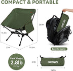 TOBTOS Ultralight Camping Chair, Portable Folding Backpacking Chair, Compact Camping Chair with Carry Bag for Outdoor Camp Hiking Backpack Beach Travel (Green)