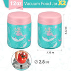 12oz 2 Pack Insulated Food Jar Set for Kids Soup Thermo Hot Food Lunch Container Wide Mouth Leak Proof Stainless Steel Vacuum Bento Box for School Office Travel Outdoors