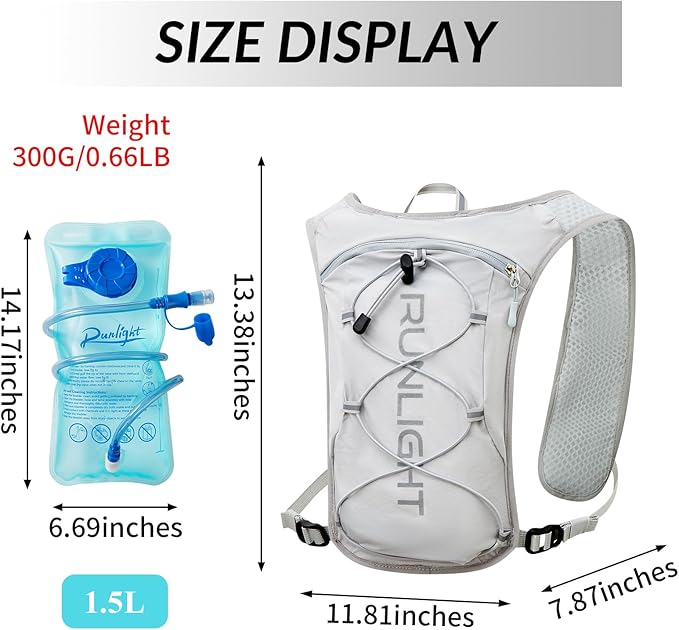 Running Vest for Women Men Lightweight Hydration Backpack Pack with 1.5L Water Bladder Bag Hydro Daypack for Hiking,Trail,Skiing,Camping,Cycling,Race,Marathon