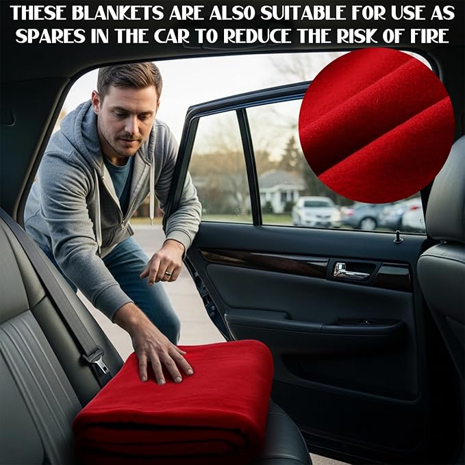 Tudomro 6 Pcs 64 x 90 Fire Retardant Blankets First Aid Red Warm Fire Retardant Blanket for Outdoors Camping Stadium Picnics Travel