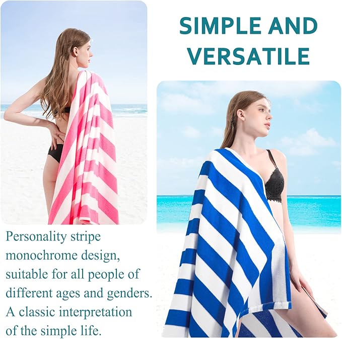 4 Packs Extra Large Bath Towels Striped Beach Towel Set Bathroom Sheets Bulk Quick Dry Soft Fluffy XL Big Oversized Absorbent Blanket Turkish Microfiber Hotel Shower Pool Hot Toallas Grandes
