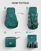 WATERFLY Lightweight Packable Hiking Backpack: 30L Foldable Travel Daypack Ultralight Camping Day Pack for Woman Man