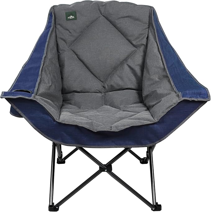 Northroad Oversized Foldable Camping Chair, Outdoor Padded Lawn Chair w/Cup Holder,Carry Bag for Beach, Hiking, and Picnics,Heavy-Duty 300-lbs Capacity, Blue