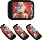 Christmas Santa Claus 4 Pack Neoprene Suitcase Wraps, Luggage Handle Wraps with ID Tag, Non-Slip Suitcase Handle Covers for Travel, Bag Strap Pad