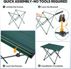 PTEROMY Medium Folding Camping Table, Portable Beach Table with Ultralight Aluminum Tabletop for Travel, Outdoor, Camping, Picnics, and BBQs (Green)