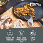 Light My Fire Titanium Spork Camping Spoon Fork Knife Combo Reusable Travel & Camping Utensils - Unbreakable Non-Toxic BPA Free Outdoor Backpacking Hiking Picnic Utensil, 1 Metal Spork