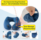 Inflatable Neck Pillow Airplane, Comfortable Inflatable Travel Neck Pillows for Airplanes Traveling on Plane, Soft Plush Cover Head Neck Rest Sleeping Long Flight for Car Train Office Home