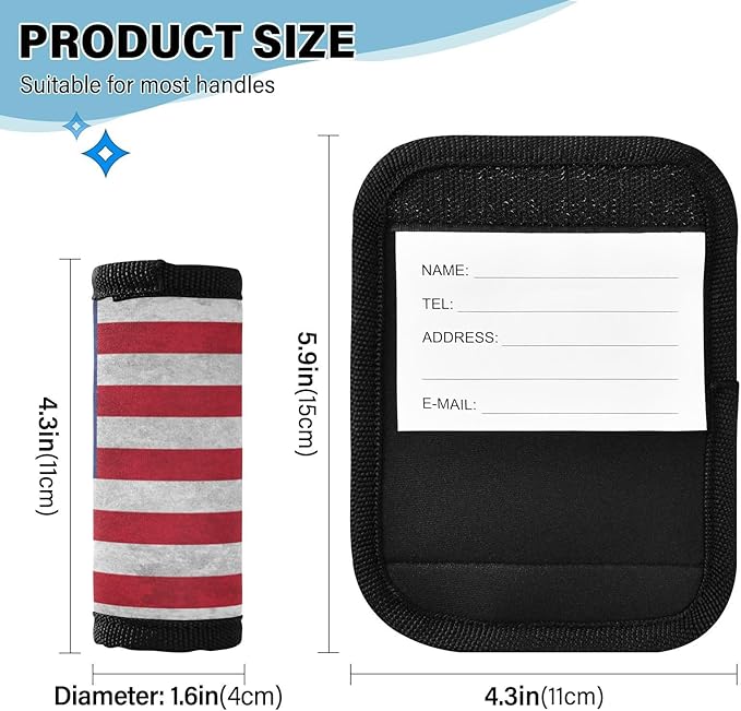 2Pcs Luggage Handle Wrap Suitcase Identifier Handle Covers Tags Soft Travel Bags Luggage Handle Gripper Accessories for Airplane Flying USA Flag