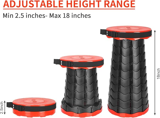 Esup 2 Pack Folding Camping Stool, Collapsible Stool Portable Lightweight Retractable Folding Stools Seat Fishing Outdoors Indoors Kitchen Max Load 400lbs