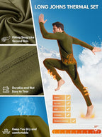 romision Thermal Underwear for Men Long Johns Fleece Lined Hunting Gear Bottom Top Set Base Layer for Cold Weather Gift