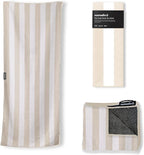 Nomadix Original Towel - Perfect for Beach, Pool, Travel, Camping, Yoga - Made with Recycled Materials - Super Absorbent - Sand Resistant - Cabana Stripe Beige - 72.5x30