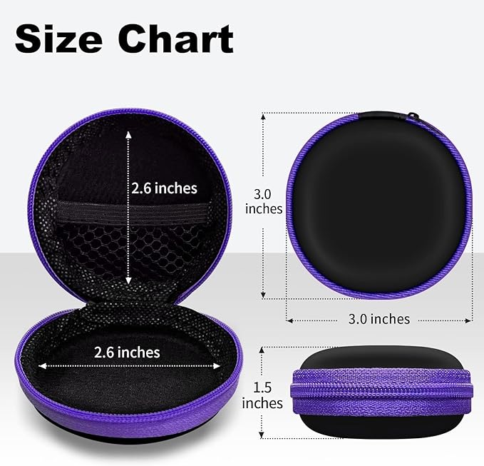 for Earphone Carry Case, 5-Pack Round Pocket Earbud Travel Carrying Case with Zipper for Smartphone Earphone, Wireless Headset, USB Cable, SD Cards Storage Bags, Masks and More