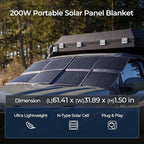 Renogy 200W Portable Solar Panel Blanket, 25% High Efficiency N-Type Foldable Solar Charger for Power Station, Lightweight 8-Fold Space Save, USB-A Type-C Output, For Camping, RV, Pickup Truck, Marine