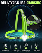 Zacro Reflective Running Vest with 9 RGB Modes, 500LM High Visibility Chest Light for Runners, Rechargeable Light Up Running Gear for Night Safety Cycling Hiking Dog Walking Adjustable for Men Women