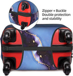 Travel Luggage Cover Suitcase Protector Fits 22-24 Inch Luggage, Blue Purple Marble Elastic Washable Stretchy Anti-scratch Baggage Cover with Concealed Zipper for Wheeled Suitcase Travel Accessories
