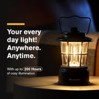 LUXPRO Retro LED Lantern - Battery-Powered Emergency Lantern - Water Resistant - Bright LED Lamp for Indoor & Outdoor Use - Use for Tents, Hiking or Hurricane Prep (Blac, Pack of 2)