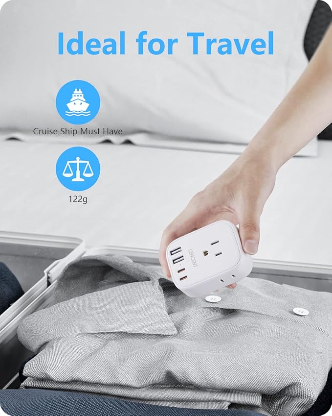 LENCENT US to UK Ireland Travel Plug Adapter, Grounded Type G Adapter for Travel with 4 Outlets 4 USB Ports(2 USB C), Power Plug for USA to Dubai Scotland British London England Hong Kong Singapore