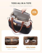 LOVEVOOK Puffer Bag for Women, Ultra-Lightweight Work Tote with Organized Compartments, 15.6/17.3“, Travel Carry-on & Gym Bag