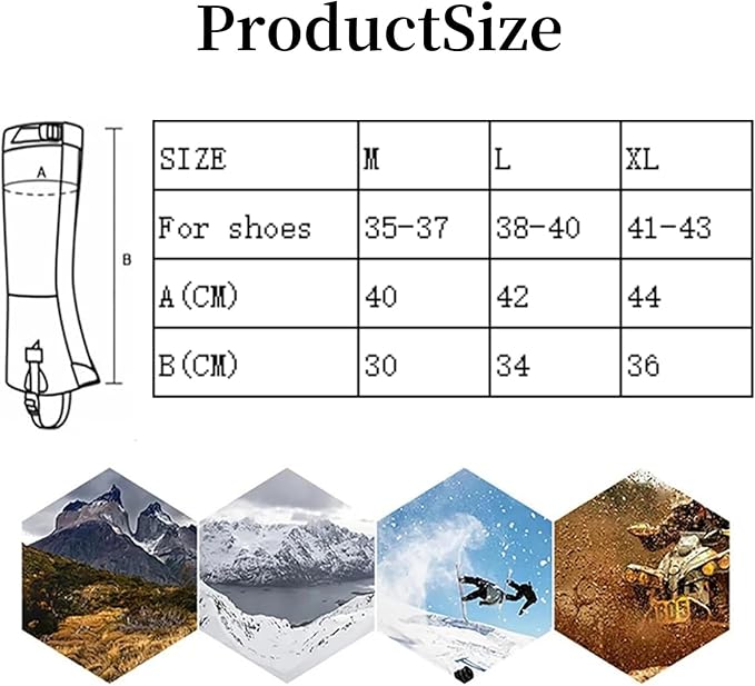 Leg Gaiters for Hiking Boots,900D Waterproof Hunting Hiking Gaiters Adjustable Snow Boot Gaiters for Climbing, Dirt-Proof Ripstop Shoe Gaiters for Men Women