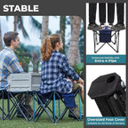 FUNDANGO Folding Camping Stool, 2 Pack 18.1 Inch Oversized Foot Rest 440 Lbs Heavy Duty Portable Padded Stools Seat Anti-Slip Foots & Carry Strap for Fishing Outdoor Lawn Travel (Blue)