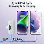 Small Portable Charger for iPhone,Upgraded 5000mAh PD Fast Charging Power Bank,Mini Plug-in Battery Pack Backup Charger Compatible with iPhone 14/14 Pro Max/13/13 Pro/12 Pro/11/XS/XR/X/8/7/6 etc-White
