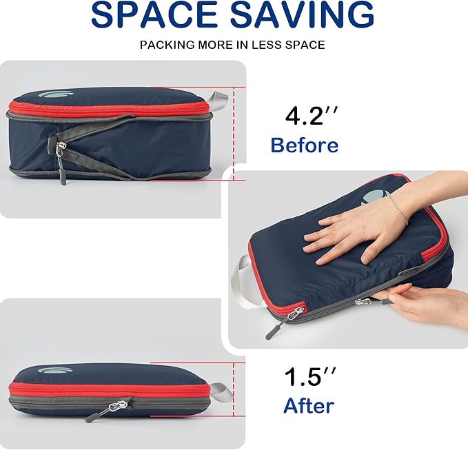 Cipway Compression Packing Cubes, Ultralight Luggage Organizer Bags with Laundry Bags and Clear Toiletries Bag,Travel Essentials for Carry on Suitcase (6 Piece,Blue)