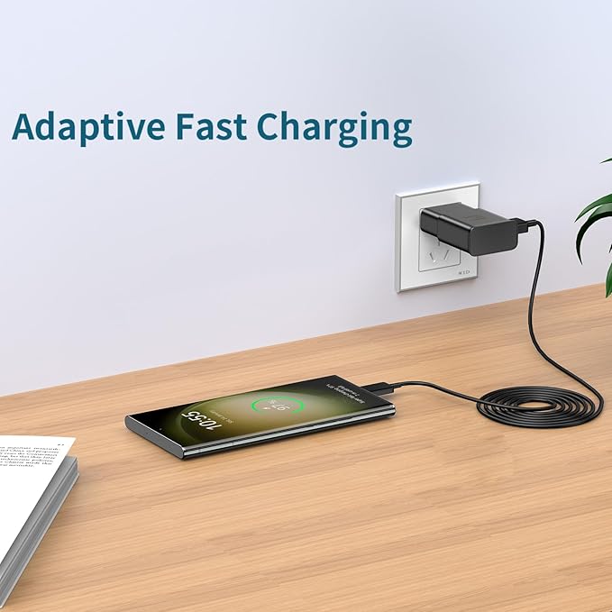 Type C Charger Fast Charging, Android Phone Charger with 8FT USB Type C Cable for Samsung Galaxy S23/S23 Ultra/S22/S21/S20/S20+/S10/S10+/S10e/S9/S9+/S8/S8Plus/Edge/Active/Note 8/9/10/20-Black