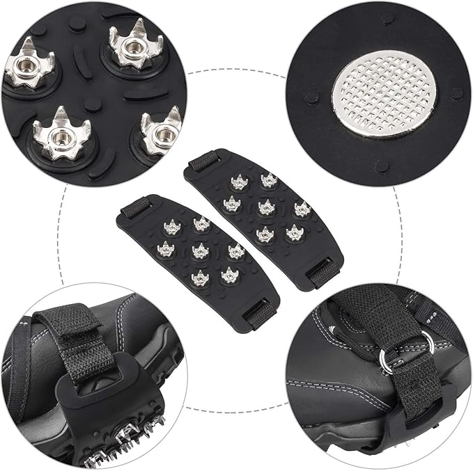 Crampon Traction Cleats Anti-Skid Traction Grips Crampons Spikes 7 Point Cleats for Footwear for Walking, Jogging, Hiking, Mountaineering Ice Snow Grips