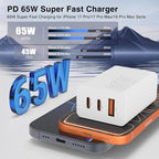 65W Super Fast Charging USB C for iPhone 17 16 Pro Max,3 Port 100W USB C Charger Block & 3/6/6/10FT Braided Type C Cord for iPhone 17 16 Pro,iPhone 15 ProMax,for Samsung S26 Ultra/MacBook Air-Orange
